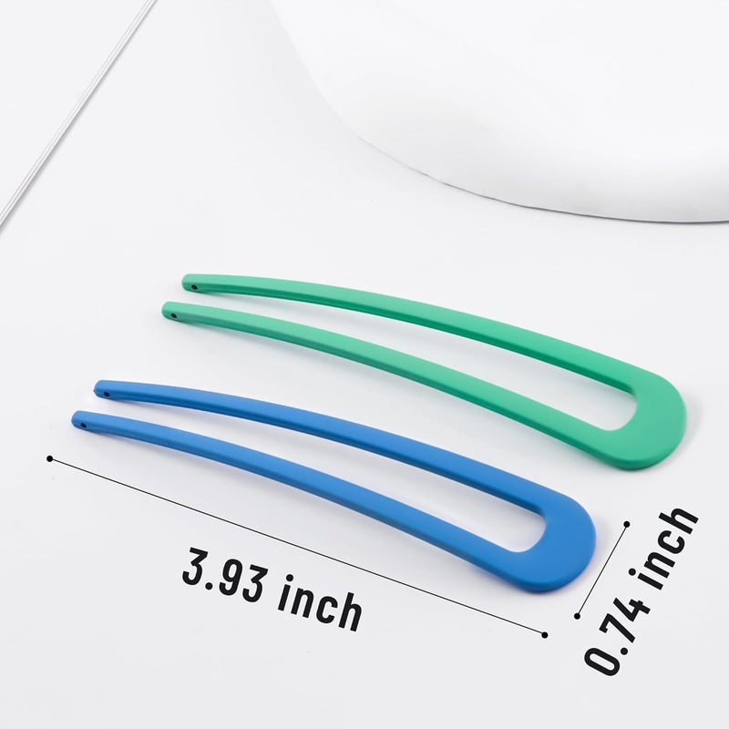 hisial 6Pcs Metal French Hair Pins for Women U Shape Sticks 3.9 Inch Vintage Fork for Hairstyle Accessories(Blue/Green/Grey） - Image 2